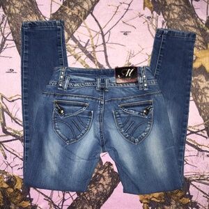y2k butt flap pocket rhinestone skinny jeans